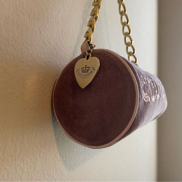 Y2K Vintage juicy couture velour purple and pink barrel shoulder bag - Picture 12 of 12
